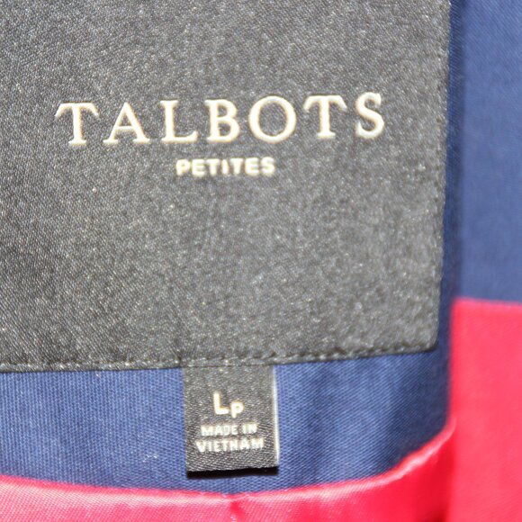 Talbots Petite Breton Nautical Navy White Stripe Peacoat Blazer Jacket Sz Large - Picture 11 of 12